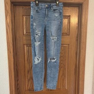 Distressed Blue Women's American Eagle Jeans